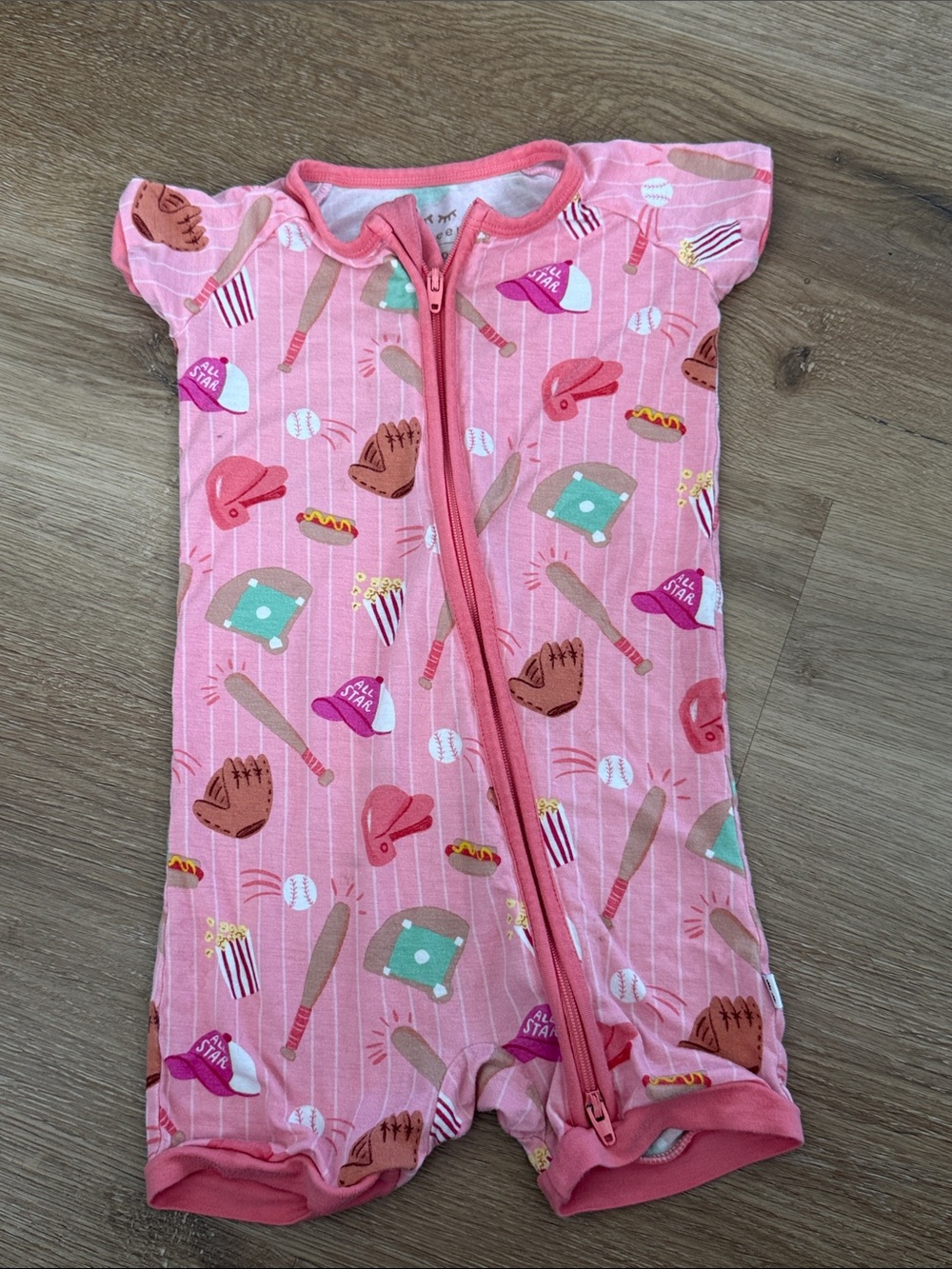 Little Sleepies Pink Baseball Short Zippy